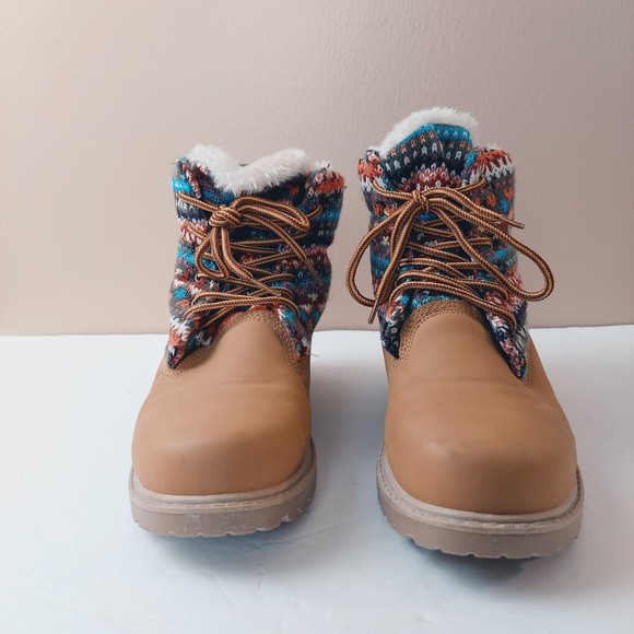 Olivia Miller Womens Sz 7 Lace Up Tan Ankle Booties Sweater Top Fashion Shoe - Picture 5 of 13